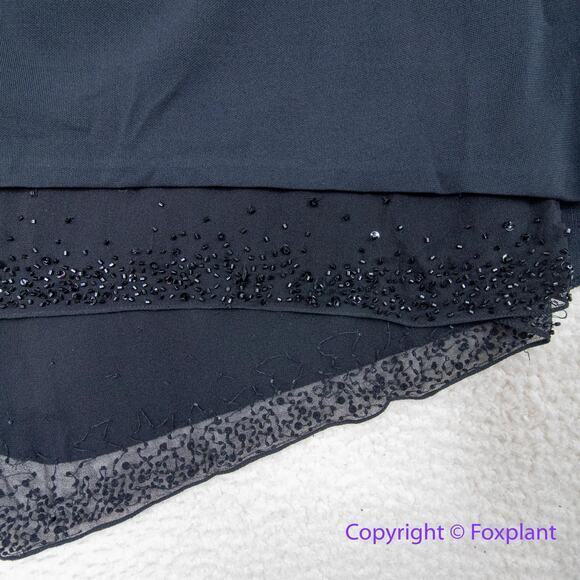 Kay Unger black one shoulder beaded asymmetric hem dress, size 6 - Picture 6 of 16